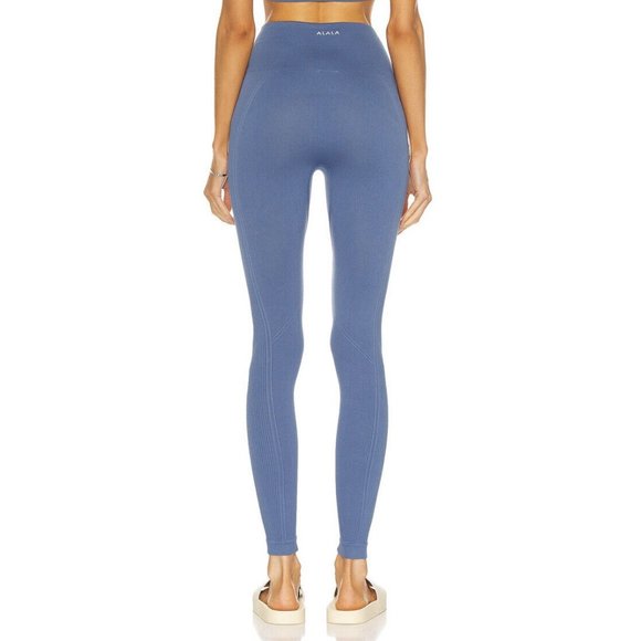 ALALA Rib Seamless Tight Leggings Blue Work Out - Picture 2 of 4